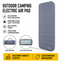 Matelas de camping auto-gonflant en mousse avec pompe électrique intégrée, beige, mousse extensible 3D