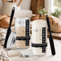 Pot de Fermentation pour Levain avec Bande de Marquage de Date, Couvercle en Verre Scellé, Grattoir, Housse en Tissu Cousue, Couvercle en Aluminium, Fabriqué en Chine, Qualité Alimentaire