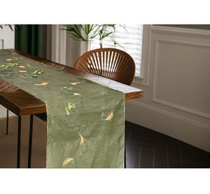 Chemin de table en organza Feuilles d'automne |   Tissu d'organza transparent de qualité supérieure, motif élégant de feuilles d'automne, chemin de table décoratif - Product Image 1