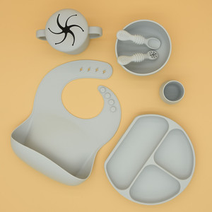 Bavoir bébé en silicone imperméable, facile à nettoyer, doux, couleur personnalisée, tablier repas pour tout-petits et enfants, design 083, logo personnalisé, vente en gros - Product Image 6