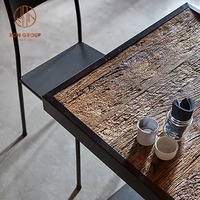 Table de café en bois massif, haute qualité, vente en gros, café, Restaurant, restauration, taille personnalisée, Vintage, forme carrée