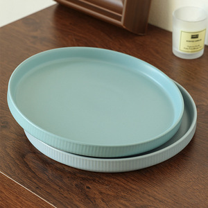 Assiettes rondes en céramique 8,3 pouces, design minimaliste nordique, couleur unie, service de table pour cuisine, service à steak - Product Image 3