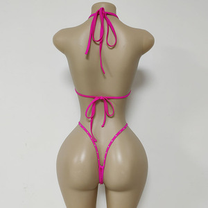 Áo tắm bikini dây xích bạc nylon tùy chỉnh, trang phục khiêu vũ gợi cảm, đồ diễn thoát y, quần lót dây đính đá cho phụ nữ quyến rũ, khiêu vũ ballroom - Product Image 2