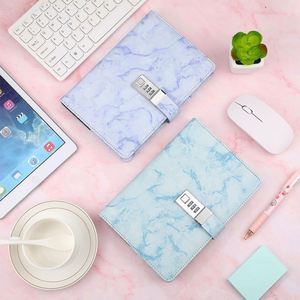 A5 Vintage Marbled PU Leather Password Book <b>with</b> <b>Lock</b> Customizable Secure Notebook for Personal or Office Use - Product Image 1