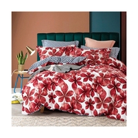 100% polyester tissu 130GSM maison housse de couette ensemble avec fleur imprimé couvre-lit 130GSM