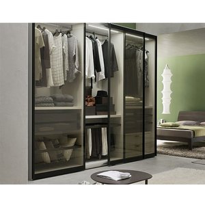 Armoire sur pied en verre avec cadre en aluminium et portes coulissantes ACE Home Improvement - Product Image 1
