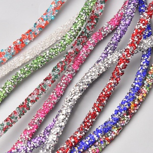 Cuerda de diamantes de imitación con purpurina de resina de 6mm, cuerda de tubo de cristal colorido, joyería de ropa DIY, pendientes, banda para el cabello, decoración de fiesta - Product Image 2
