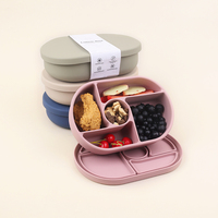 Portable personnalisé Logo travail école enfants sans Bpa étanche 1200ml 5 compartiments micro-ondes Silicone Bento boîte à lunch nouveau