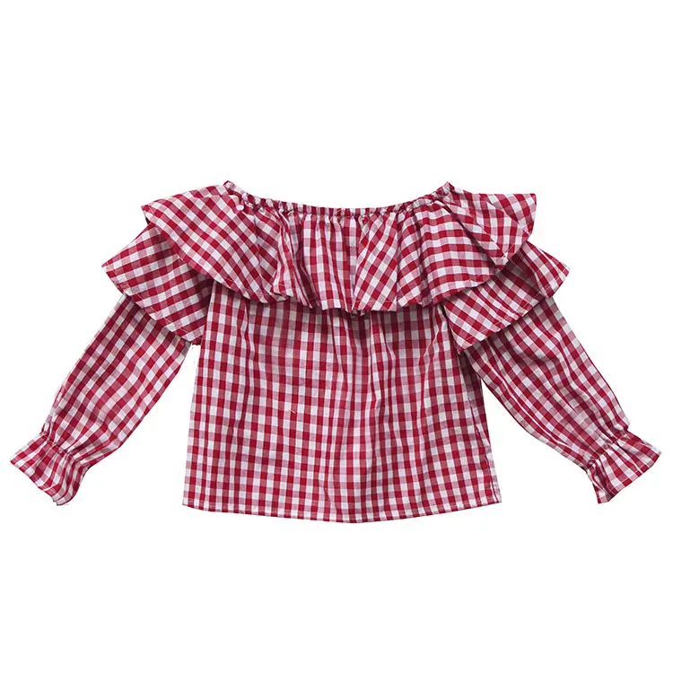 2020 Wholesales OEM christmas plaid fall long sleeves kids top girl blouse