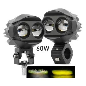 60W High Low Beam White Yellow Dual Color Fog Led Light For Motorcycle