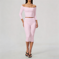 GH Wholesale Ensemble de sport pour femme : Haut de sport à manches courtes et Leggings taille haute, effet ventre plat et rehausseur de fessiers, coupe ajustée, pour yoga et activités sportives