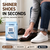 Lingettes nettoyantes pour chaussures avec logo personnalisé OEM, 75 lingettes extra larges pour baskets avec couvercle à clapet, marque privée