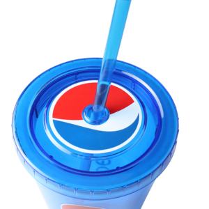 Gobelet isotherme en plastique promotionnel de 16 oz à double paroi de couleur bleue avec impression personnalisée - Product Image 4