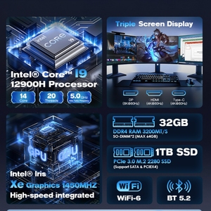 Thế Hệ 12th Intel Core I9 12900H Mini <span class=keywords><strong>PC</strong></span> Wifi 6 DDR3 RAM 64GB Hỗ Trợ Windows Ubuntu HDMI 4K Chơi Game Máy Tính Để Bàn Mini <span class=keywords><strong>PC</strong></span> - Product Image 3