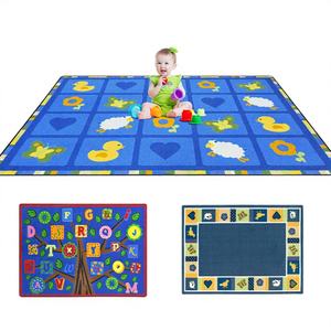 Grand tapis carré en coton écologique de 2 cm pour la maternelle, motif lettres et dessins animés, pour la lecture et l'apprentissage de l'alphabet en classe préscolaire et pour les tout-petits - Product Image 1
