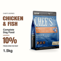 Nourriture sèche pour chiens sans céréales, formule poulet et poisson avec viande lyophilisée et myrtilles, alimentation complète pour toutes les étapes de vie