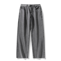 Jeans Homme Ample Couleur Unie Clair, Marque Tendance Style Joker, Pantalon Droit Mode Rétro, Jean Denim Baggy à Jambes Larges