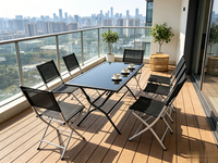 Ensemble de meubles d'extérieur modernes multifonctionnels durables de haute qualité, chaise à structure métallique, table en verre imperméable, ensemble de jardin