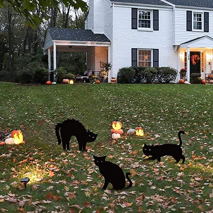 Halloween Katzen Deko Schwarz - Gruselige Plüsch Katze Für Innen & Außen