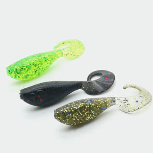 Señuelo de Pesca, Micro Cebo, Mini Señuelo Suave, Señuelo Gusano, Cola Rizada, Cabeza de Jig Negra, Cola en T Pequeña para Lubina de Boca Superior - Product Image 1