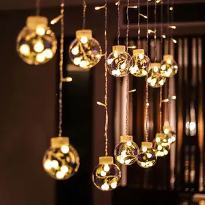 سلسلة LED للإضاءة في الكريسماس, سلسلة LED للإضاءة بأضواء LED على شكل كرة متمنيا للوازم الكريسماس والكريسماس ، مناسبة للمنزل والحدائق وحفلات الزفاف