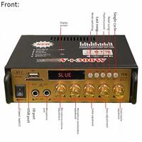 BT-198A Amplificateur Audio de Puissance Domestique Mini Haute Performance 12V 2 x 300W avec Radio Disque U Sans Perte, Récepteurs BT Haute Puissance 220V