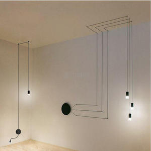 Nordic Minimalist Light Modern Black Led Wireflow <strong>Hanging</strong> Adjustable Height Eye Caring Linear Pendant Lamp <strong>for</strong> <strong>Home</strong> <strong>Bar</strong> - Product Image 2