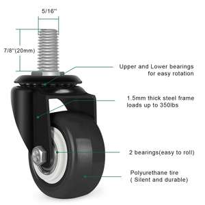 2-Zoll-Hochleistungs-PU-Lenkräder 8 T8 5/16 \ "-18x1 Schrauben durchmesser Industrie rollen muttern Einsatz satz 4 für Möbel ersatz - Product Image 1