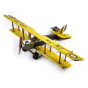 Vintage Geel Vliegtuig Model Metalen Vliegtuig Met Handgemaakte Ambachten Woonkamer Slaapkamer Gift Meubels Voor Verkoop