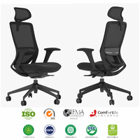 Chaise de bureau ergonomique pivotante en maille avec roulettes en nylon confortables et appui-tête réglable pour mobilier commercial – Direct Usine