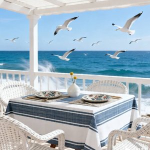 Tovaglia Rettangolare Impermeabile Personalizzata in Tessuto per Decorazione Tavoli <span class=keywords><strong>da</strong></span> Pranzo con Materiale Resistente - Product Image 1
