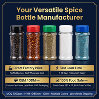2026 Bouteilles de stockage d'épices rondes en plastique sans BPA de 7 oz avec couvercle à clapet double face, salière et moulin à sel