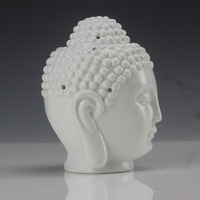 Brûleur d'aromathérapie en céramique fait main tête de Bouddha noir et blanc, porte-bougie à huiles essentielles, décoration d'intérieur Zen et bouddhiste