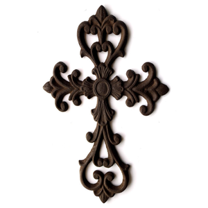 Croix murale en métal chrétienne, en fonte, faite à la main, design moderne et écologique pour la décoration de la maison - Product Image 1
