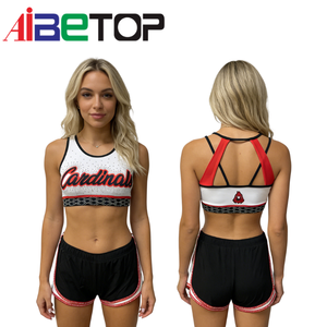 Ensemble d'entraînement de cheerleading Premium Cardinals : Soutien-gorge de sport et short ornés de strass avec logo d'équipe pour les entraînements et les spectacles de cheerleading - Product Image 2