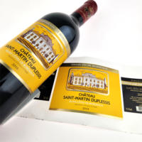 Lámina de oro personalizada en relieve adhesivo impermeable Etiqueta Privada botella de vino de impresión Rosa Etiqueta de vino tinto