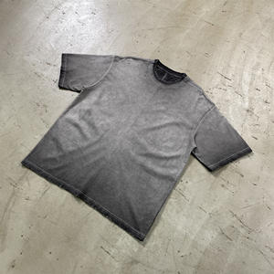 定制超大制造商休闲重量级高品质t恤棉酸洗褪色t恤空白服装 - Product Image 2