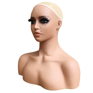 Новое поступление, высокое качество, Женские Ювелирные изделия из ПВХ, реалистичный манекен, бюст, черный, коричневый, манекен, парик, подставка для париков, магазин - Product Image 4