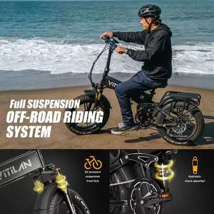 Vélo électrique pliable de montagne 750W pour adultes avec frein à disque hydraulique, vélo électrique à pneus larges 20 pouces, vélo hybride électrique 48V 20Ah, UE Royaume-Uni - Product Image 2