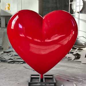 Escultura Grande de Coração Vermelho em Aço Inoxidável RELONG, Estilo Romântico para Decoração - Product Image 3