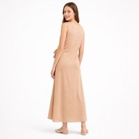 Robe longue sans manches coupe ample pour femme grande taille, col rond, taille nouée sur le côté, couleur blush, été, vente en gros, en stock, livraison immédiate
