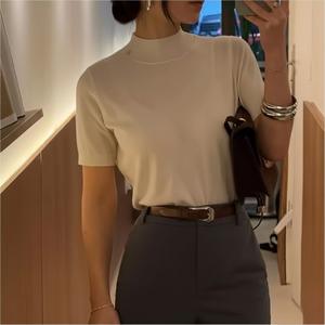 Suéter de Punto Personalizado de Manga Corta para Mujer, Estilo Ropa Clásica, Elegante, Ligero, Ajustado, para Verano, Fabricante - Product Image 2