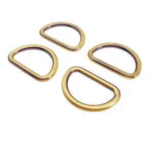 Wholesale Brushed Antique Brass Metal Alloy D Ring Buckle Dee Loop Ring For Purse Handbag