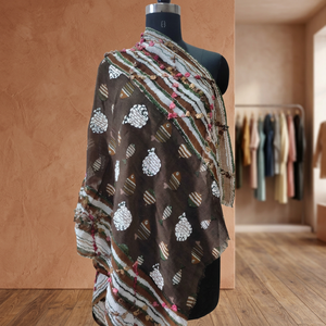 MAYURI CREATIONS Luxury Floral Printed <b>Wool</b> Scarf with Embroidery Elegant Long Traditional Women's Autumn Wear - Product Image 2