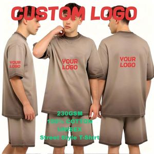230GSM Custom Logo Batik Washed Gradient <b>T</b>-<b>Shirt</b> Pure Cotton Drop Shoulder Oversized Retro Street Crew Neck Tee - Product Image 1