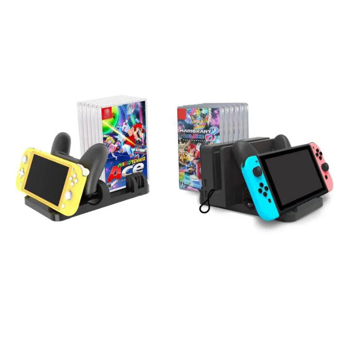 Nintendo Switch/Lite Gamesディスクホルダー充電スタンド用ドック充電ステーション