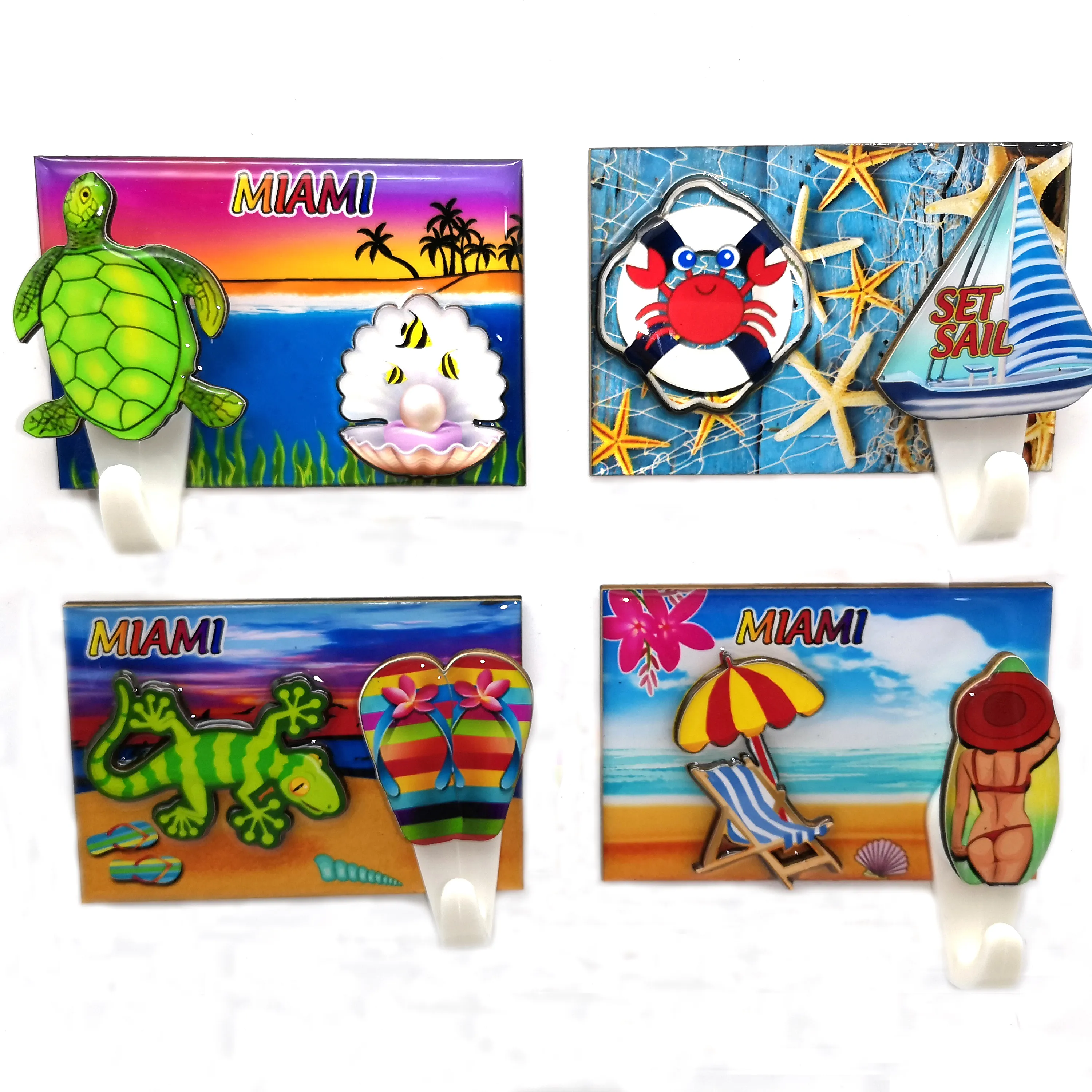 Custom printing Hawaii Beach Saipan Florida Miami Mallorca Tenerife Jamaica Panama souvenir wooden surfboard epoxy fridge magnet