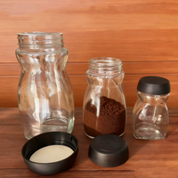 Vente en gros de pots en verre à café transparents de 200 ml, 400 ml, 800 ml, 900 ml avec bouchon en plastique noir, récipient vide pour café instantané, pour biscuits, sucre