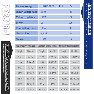Transformador de Montaje en PCB Sellado con Epoxi YHDC PE2818-I, 2VA, 110/220/230/380V CA, Bajo Ruido, Clase B, Aislamiento, Certificado CE/RoHS - Product Image 3