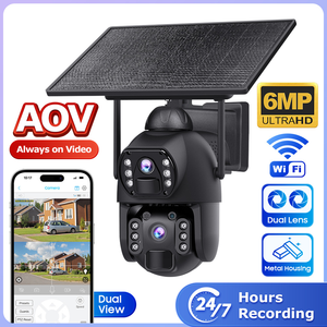 Caméra solaire 4G AOV 6MP 3K à double objectif pour extérieur, enregistrement vidéo 24/7, suivi automatique PTZ, vision nocturne - Product Image 2